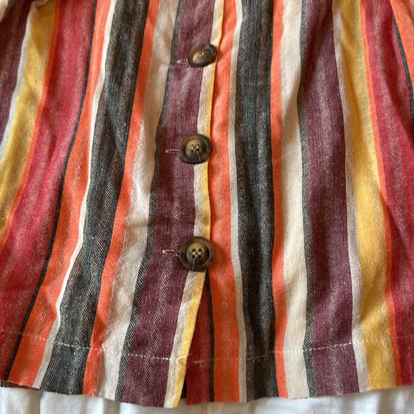 Striped linen mini skirt with bow, medium - Picture 3 of 5